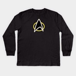 Yellow Neon Star Trek Next Generation Communicator Badge Top Left Kids Long Sleeve T-Shirt